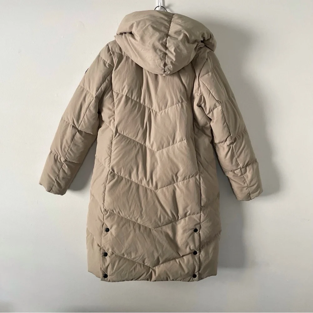 Lauren Ralph Lauren Tan Pillow Hood Longline Down and Feather Jacket Coat Size S - Picture 2 of 7